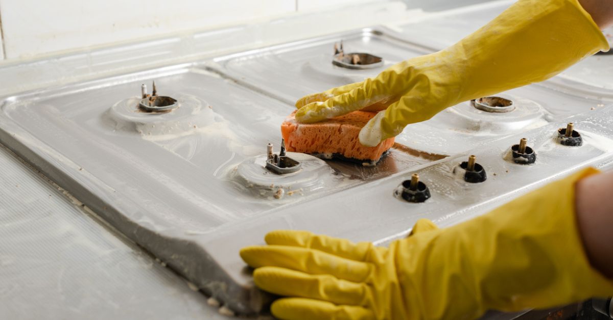 Deep cleaning stovetop